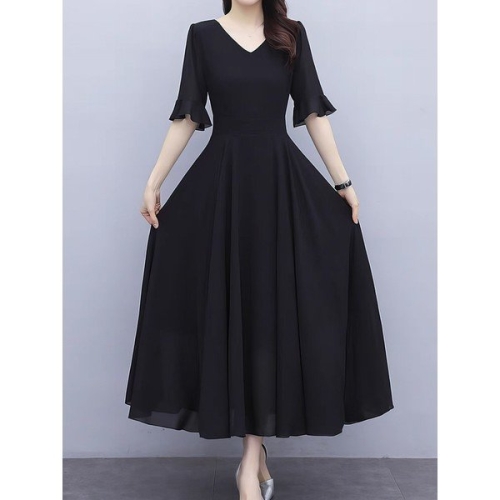 카라 플레어솔리드쉬폰원피스_A4S1170