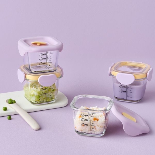 락앤락 리틀럽 디어 이유식용기 정사각 260ml 4P 혼합세트 477717_이미지