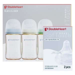 더블하트 모유실감 3세대 PPSU 모먼트 240ml (젖병 3개 + 젖꼭지 2개)_이미지