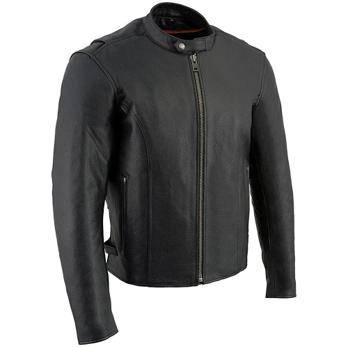밀워키 Leather LKM1710 남성용 블랙 클래식 지퍼 프론트 스쿠터 오토바이 재킷 라지 Small_이미지