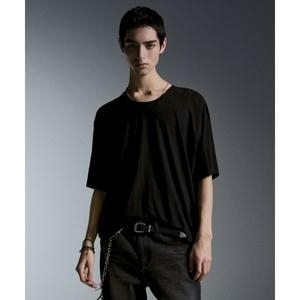 MUSINSA STANDARD 릴렉스드 라이트웨이트 CR 스쿱 넥 티셔츠 블랙 MMETS313-BK 1173953 S