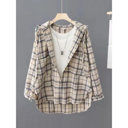 리블리크 리비 체크 후드 셔츠_NC1BL008