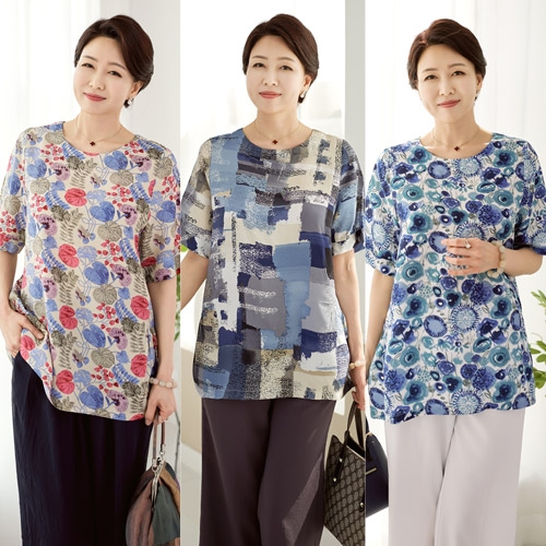 엄마옷 로즈맘  라운드인견블라우스 풍기인견원단   b21043004_이미지