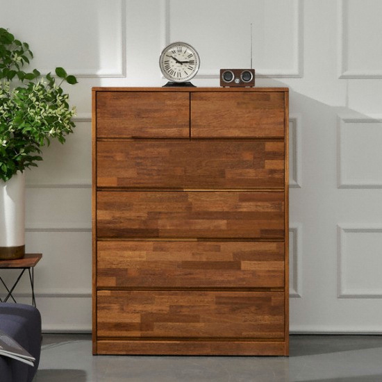 까미엘 더킨 멀바우 5단 서랍장 900_이미지