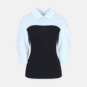 나이스클랍 케이블 니트패치 카라블라우스 A242PWB314_이미지