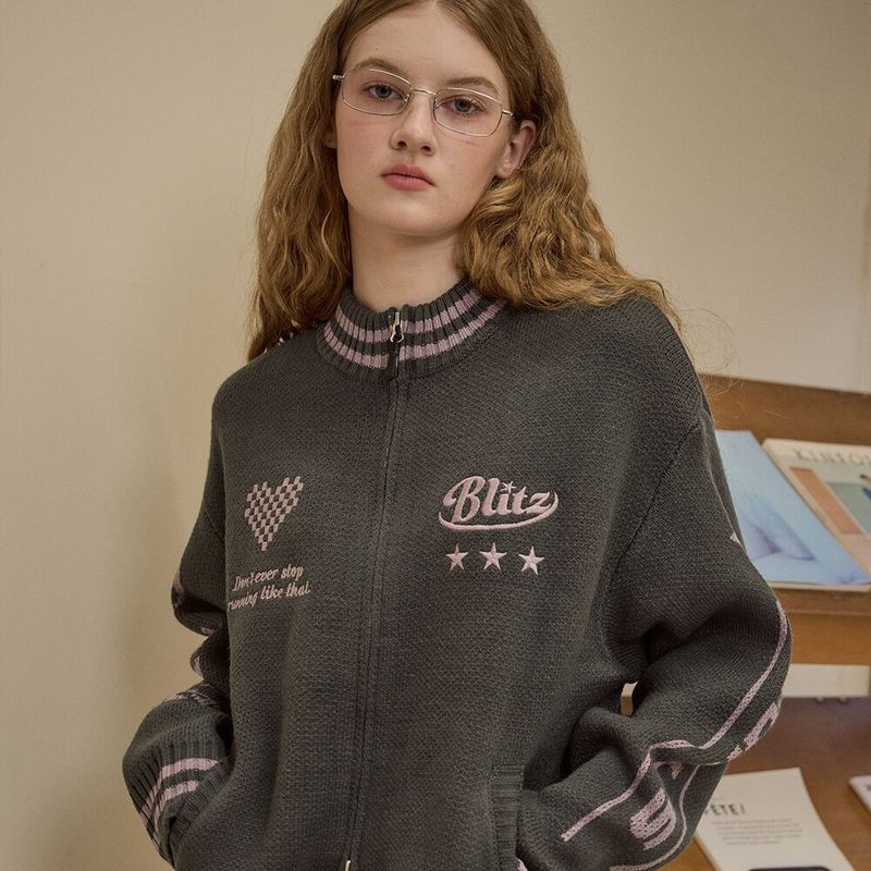 꼼파뇨 2-WAY 니트 집업 퍼플 3494483