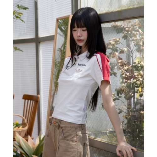 엑스톤즈 XTONZ WOMAN WXT054 루나키후 스티치 포인트 PK 반팔 티셔츠 WHITE WXT054WH 139618_이미지