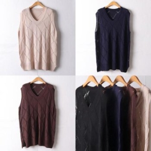 나야홍 위쉬몰 EB 브이넥다이아패턴조끼 I482H504 빅사이즈_이미지