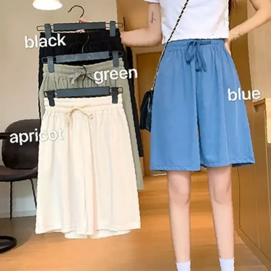 중국OEM 여성 여름 쿨 아이스 밴딩 와이드 5부 반바지 홈웨어_이미지