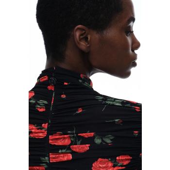 실버케어 로즈 아플리케 터틀넥 드레스 블랙/ 1261812002