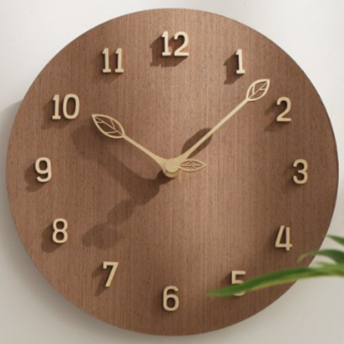 우드네이처 나뭇잎 무소음 벽시계