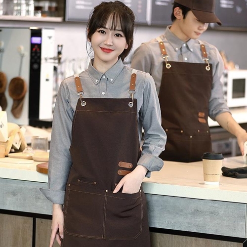 오너클랜 카페 바리스타 앞치마 캔버스 방수 작업복_이미지