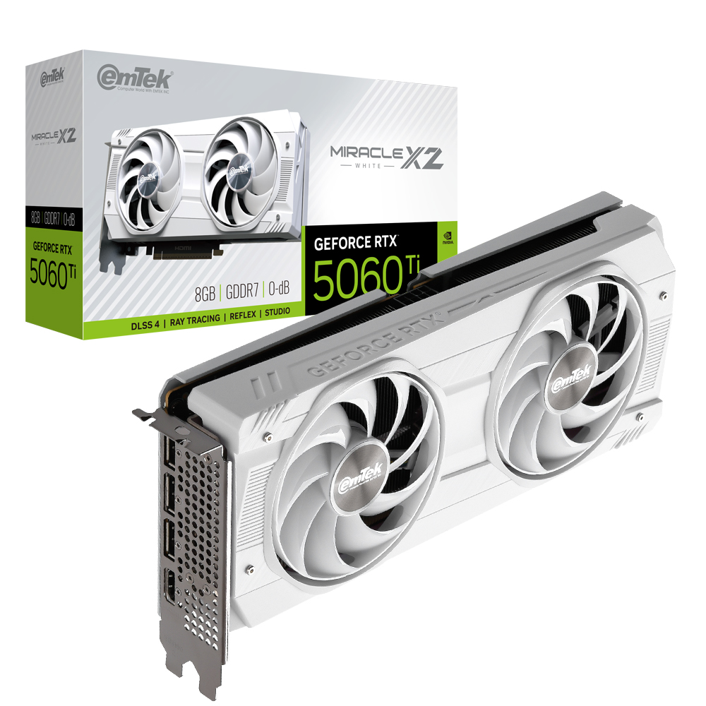이엠텍 지포스 RTX 5060 Ti MIRACLE X2 WHITE D7 8GB이미지입니다. 누르면 해당 게시물로 새창이동합니다.