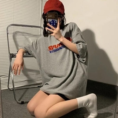 캠퍼 여자 반팔 티셔츠 오버핏 여성 라운드 박스티 KYR-WEC6F1A_이미지