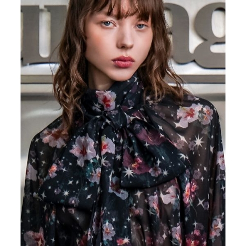 언티지 무궁화 프린트 푸시 보우 블라우스 UTS FS44 1956603_이미지