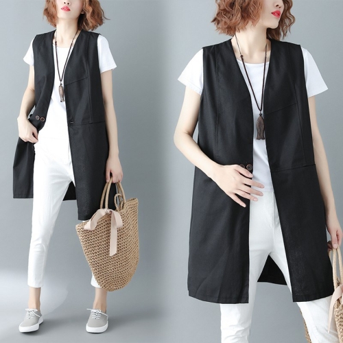 토파즈 여자 여름 마 린넨 면 혼방 미디 베스트_TT0751_이미지