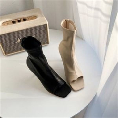 W6ED6F6 토오픈 엄지 스트랩 스퀘어토 롱부츠 힐 7.5cm 구두 1006519