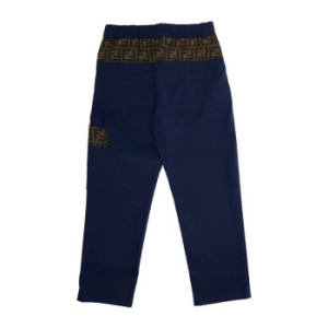 펜디 주니어 네이비 블루 엘라스틱 웨이스트밴드 캐주얼 팬츠 JMF545AS5Y F1I11