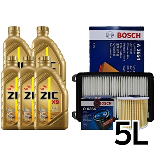 SK엔무브 지크 X9 LS 5W30 5L + 보쉬필터 뉴SM5플래티넘 2.0 가솔린