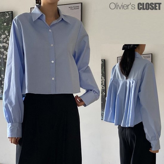 에이블에이치 올리비에스클로젯 백플리츠 셔츠 긴팔 블라우스_O2309BL128C
