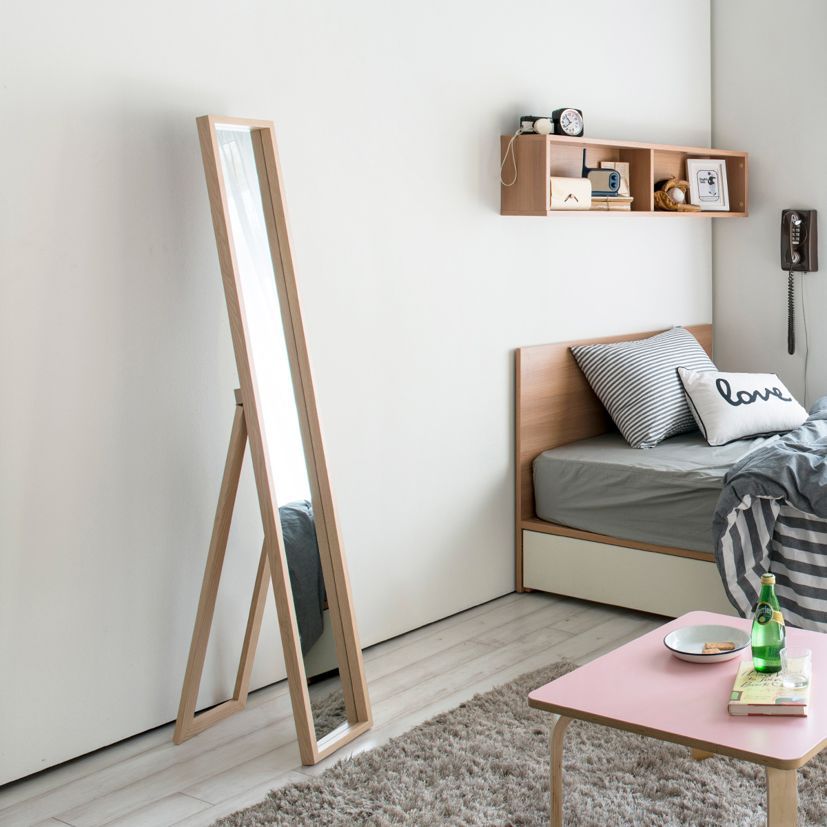 마리에 1500 슬림 스탠드 전신거울 하모니오크