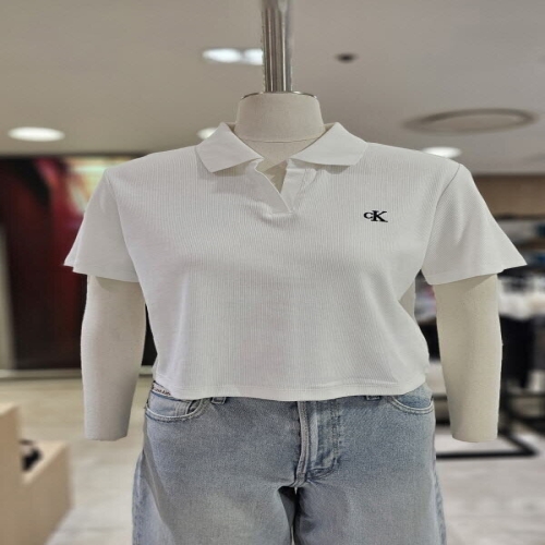 진 여성 브이넥 폴로 반팔 티셔츠 47D268G-UB1