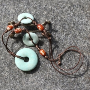 아마조나이트 도넛 미니천주 매듭 목걸이 HSI-211872