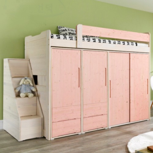 신안 꿈꾸는푸른언덕 숲속의아침 수납사다리 A형 벙커침대 (매트별도)