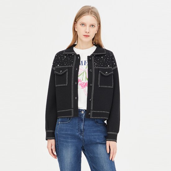 시슬리 핫픽스 자카드 스티치 니트 가디건 SAKC04411_이미지