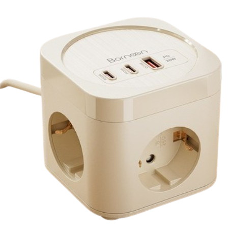 Bornoon 3구 USB C타입 6in1 큐브멀티탭 (1.8m)_이미지