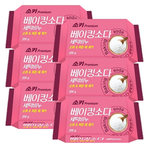 무궁화 소키 ㅤ프리미엄 베이킹소다 세탁비누 200g (6개)_이미지