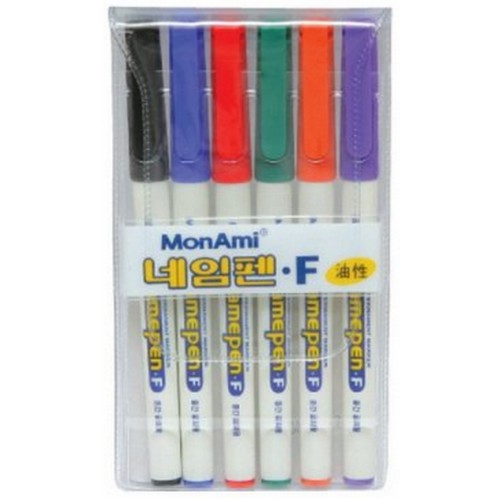 모나미 중간 글씨용 네임펜F 세트 (6색x12개)