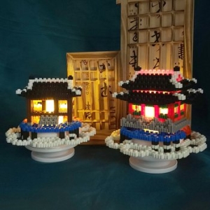 오렌지몰 디폼 끼우기블럭 3D 입체 한국 전통 한옥과 궁궐 LED 무드등 오르골 만들기 1176759_이미지