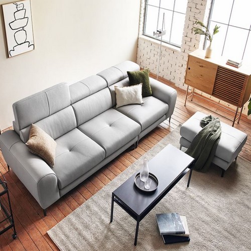 자코모 라떼파파 기능성 천연가죽 소파 4인용 (스툴포함)_이미지