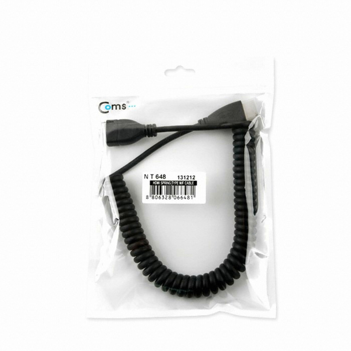 라이트컴 COMS HDMI Ver 1.4 (M/F) 연장 스프링 케이블 (NT648, 0.3m)_이미지