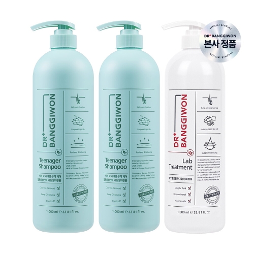 닥터방기원 틴에이저 샴푸 1000ml 2개+랩 트리트먼트 1000ml 3종세트