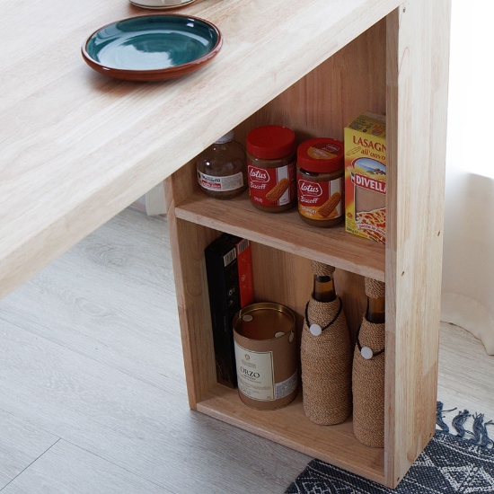 다올퍼니 아떼3 원목 홈카페 홈바 수납 아일랜드 식탁 1200 (스툴2개)_이미지