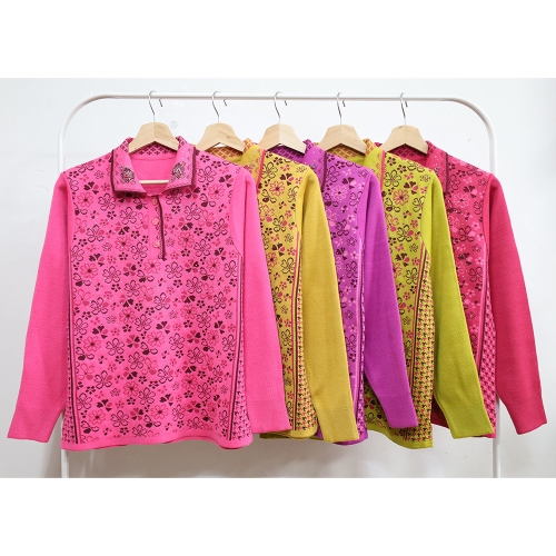 형제상회 할머니옷 할머니티 니트 카라티 요양원 명절선물 춘추 국산 0026SF21