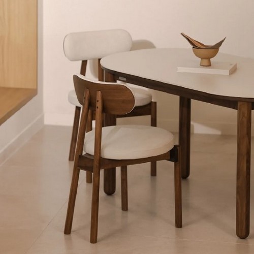 라미에스 유니 월넛 호두나무 원목 카페 인테리어 식탁의자