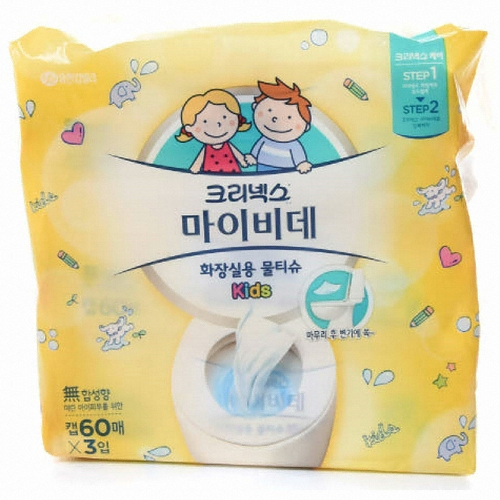 크리넥스 ㅤ마이비데 키즈 캡형 60매 (3팩)_이미지