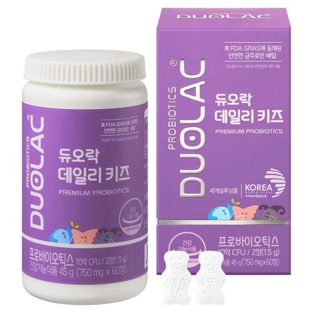 듀오락 데일리키즈 유산균 요구르트맛 60정 (1개)_이미지