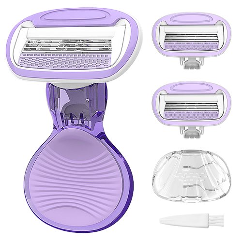 바코젤 면도기 + 날 + 케이스 보라 세트 (면도기1개+날2개)_이미지