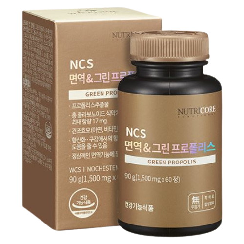뉴트리코어 NCS 면역&그린 프로폴리스 1500mg 60정 (5개)_이미지