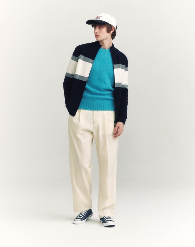 헤지스 울 컬러블럭 방풍 집업 HZSW4D331N3_이미지