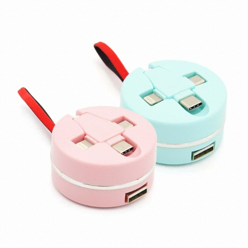 라이트컴 COMS 3in1 자동감김 멀티 충전전용 케이블 (0.8m)