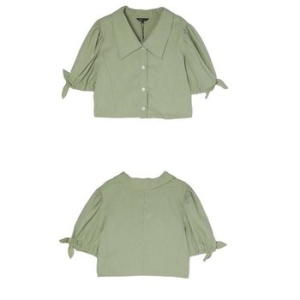 LAP SET-상의 소매 리본장식 트랍 셔츠 블라우스 AP2WB56D_IC