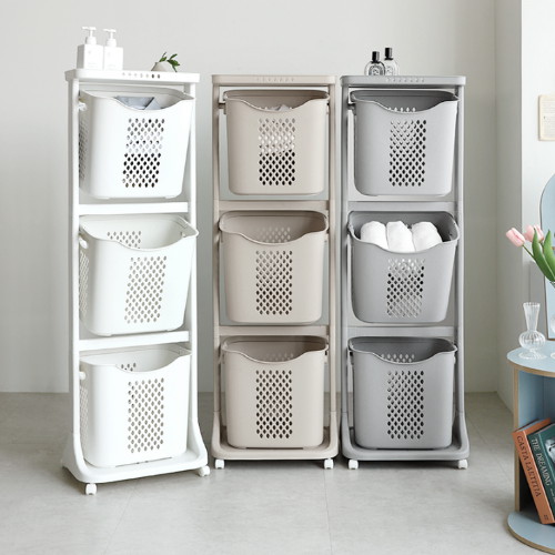 네이쳐리빙 VER.3 대용량 트롤리 뉴스윙 3단 빨래바구니_이미지