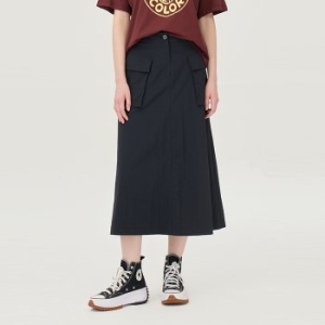 베네통 여성 아웃포켓 백 밴딩 롱 스커트_BASK04541DN_이미지