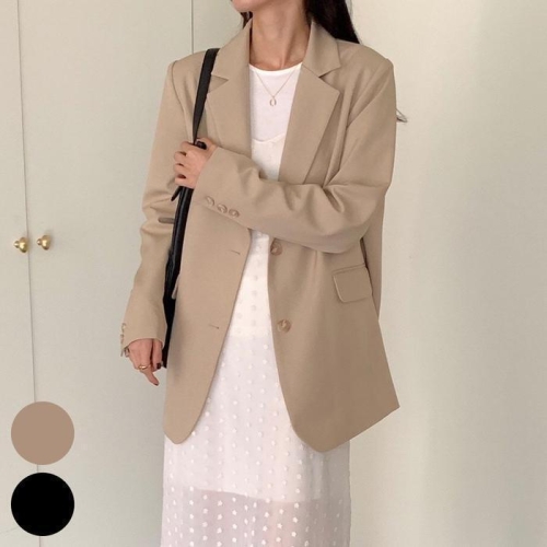 강물처럼 빅사이즈아우터 S876L509 원픽심플백트임스판자켓 DD 41225352A_이미지