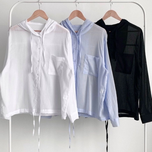 아이우먼 빅사이즈후드셔츠 U490L505 포그빅포켓후드남방 SM_이미지